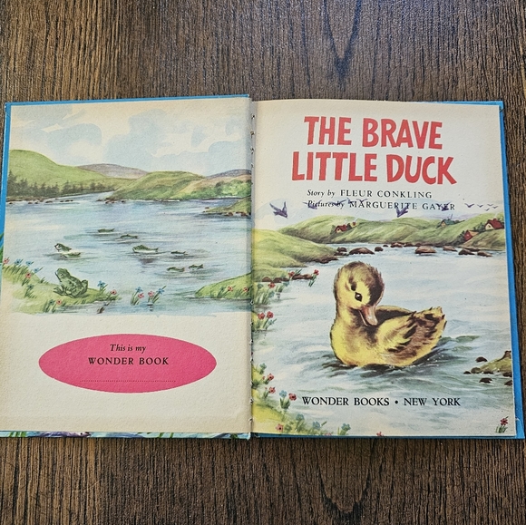 THE BRAVE LITTLE DUCK Vintage 1953 Wonder Books Fleur Conkling Yellow Duck - Picture 2 of 6